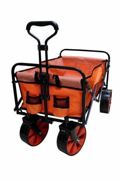 Katlanabilir Taşıma Arabası Plaj-bahçe-kamp Arabası Turuncu (TURUNCU TEKERLİ)
