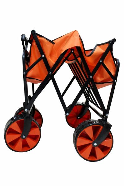 Katlanabilir Taşıma Arabası Plaj-bahçe-kamp Arabası Turuncu (TURUNCU TEKERLİ)