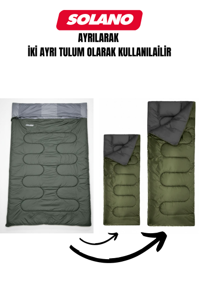 -15°C Çift Kişilik Uyku Tulumu – Ayrılabilir Uyku Tulumu Av, Balık, Kamp, Festival