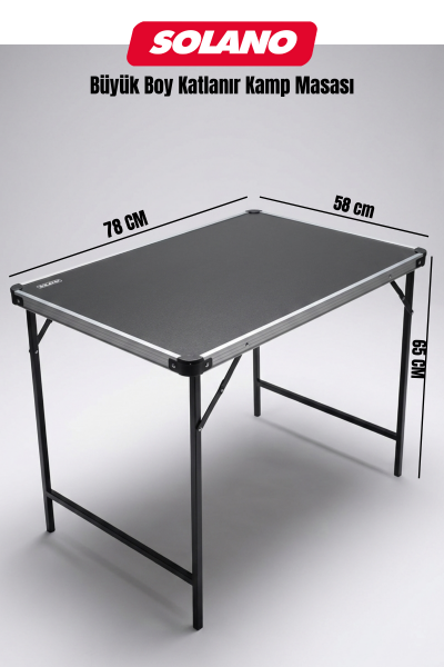 Katlanır Kamp Masası Alüminyum Çerçeve Mdf Üst Tabla (58*78*65CM) Kamp Piknik Katlanır Masa (BÜYÜK)